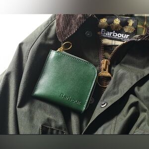 New Barbour Green Leather Wallet Coin Purse